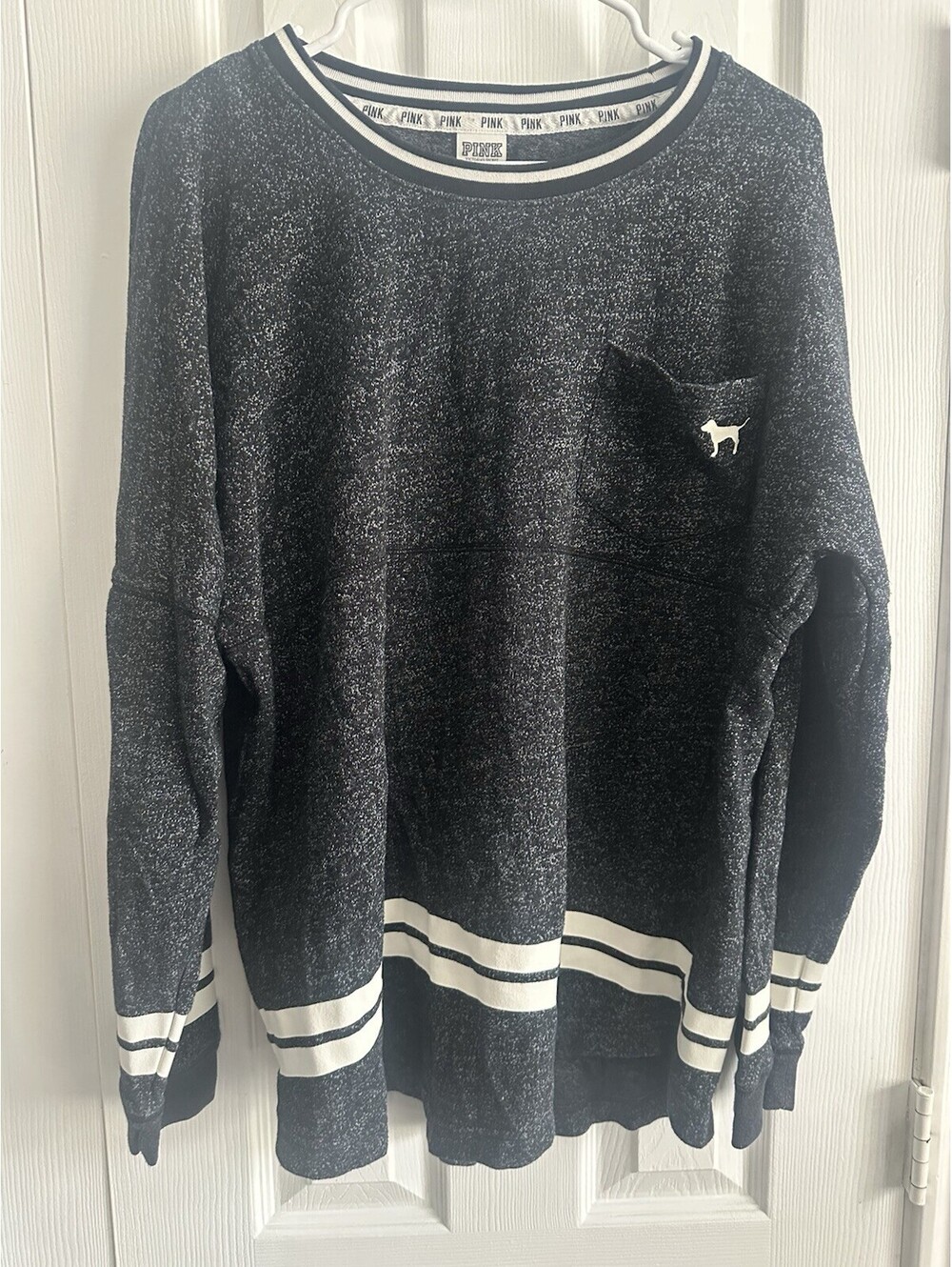Victoria’s Secret PINK Varsity Crew SweatshirtMarled Gray Size L - Excellent